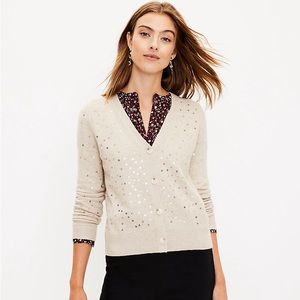 LOFT Star Sequin V-Neck Cardigan